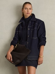 Reiss Elise Wool-Blend Topstitch Woven Shirt - Imagen 4 de 7