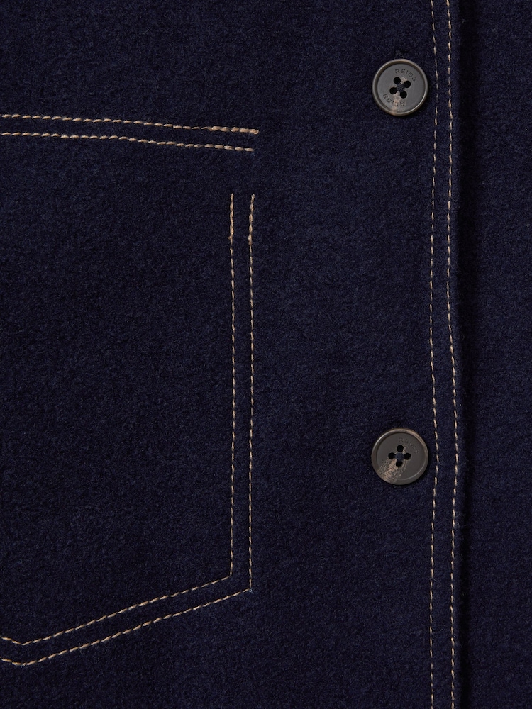 Reiss Elise Wool-Blend Topstitch Woven Shirt - Imagen 7 de 7