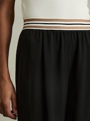 Reiss Black Abs Petite Stripe-Waistband Wide-Leg Trousers - Image 4 of 7