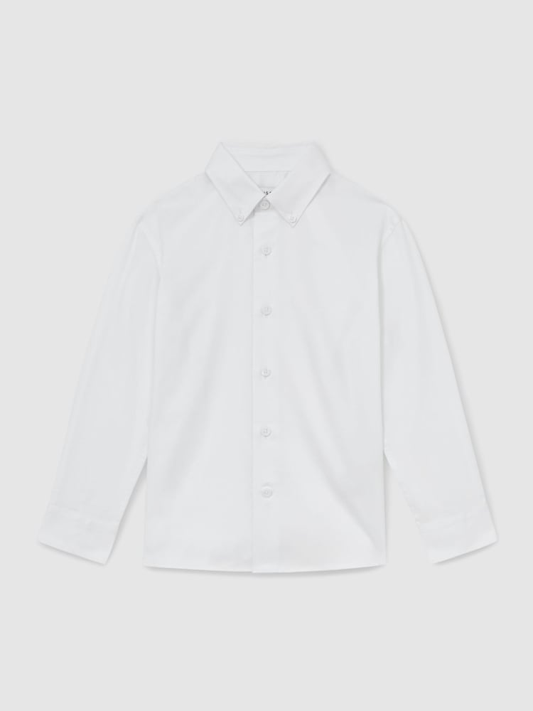 Reiss White Redknapp 3-9 yrs Cotton Slim-Fit Button-Down Shirt - Image 2 of 4