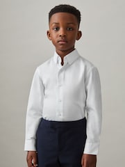 Reiss White Redknapp 3-9 yrs Cotton Slim-Fit Button-Down Shirt - Image 3 of 4
