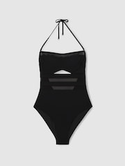 Reiss Black Luna Underwired Bandeau Cut-Out Swimsuit - Image 2 of 4