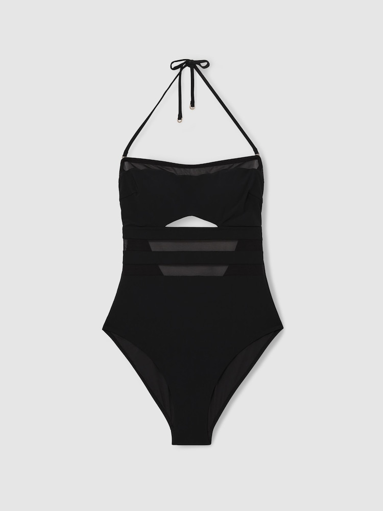 Reiss Black Luna Underwired Bandeau Cut-Out Swimsuit - Image 2 of 4