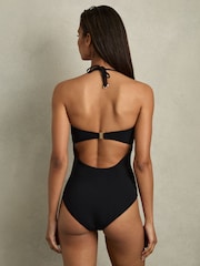 Reiss Black Luna Underwired Bandeau Cut-Out Swimsuit - Image 3 of 4