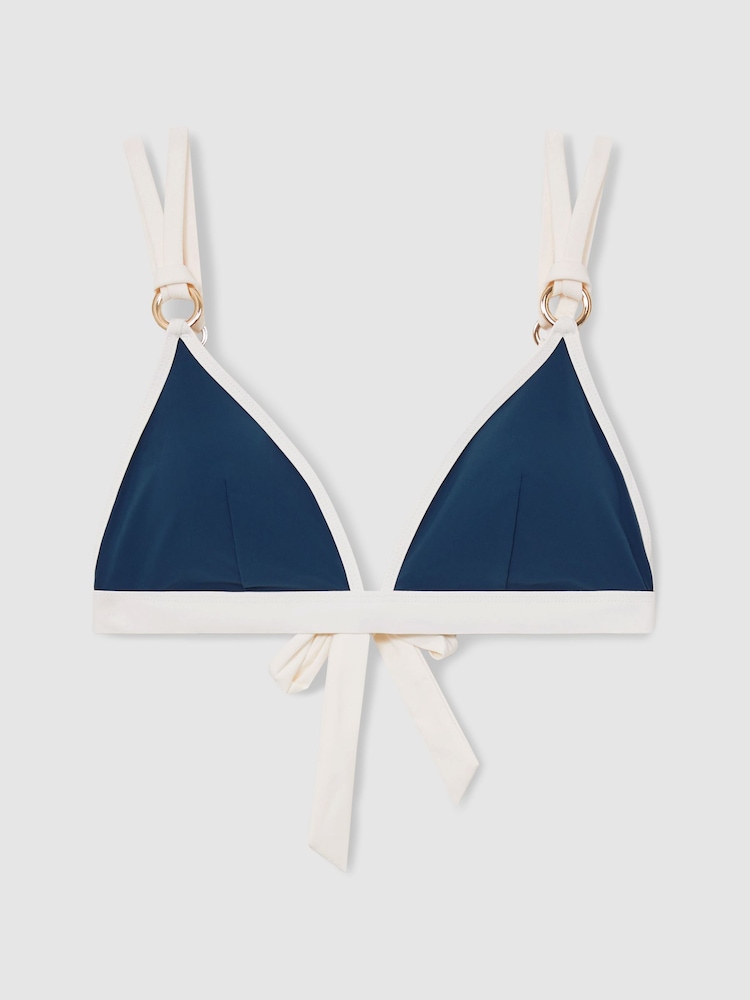 Reiss Bianca Contrast-Trim Triangle Bikini Top - Image 2 of 6
