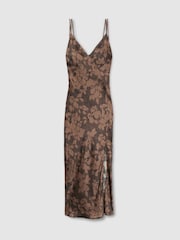 Reiss Mink/Black Lexi Satin Printed Slip Nightdress - Image 2 of 7