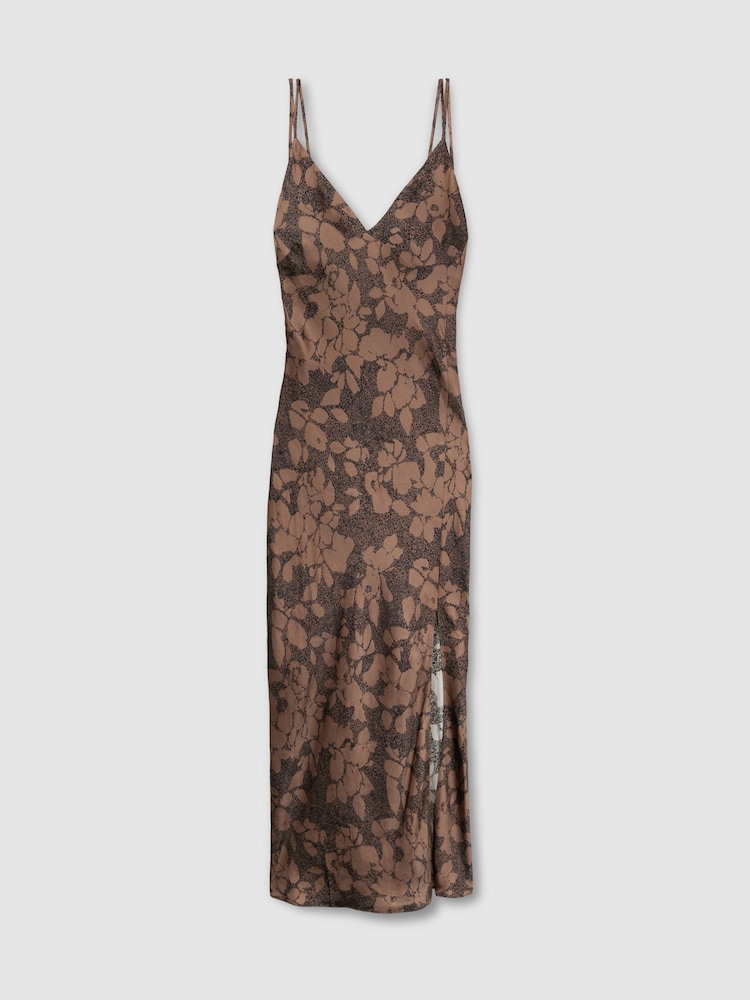 Reiss Mink/Black Lexi Satin Printed Slip Nightdress - Image 2 of 7