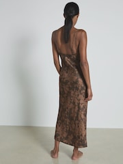 Reiss Mink/Black Lexi Satin Printed Slip Nightdress - Image 5 of 7