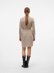 VERO MODA Natural Long Sleeve Belted Mini Knitted Jumper Dress - Image 2 of 6