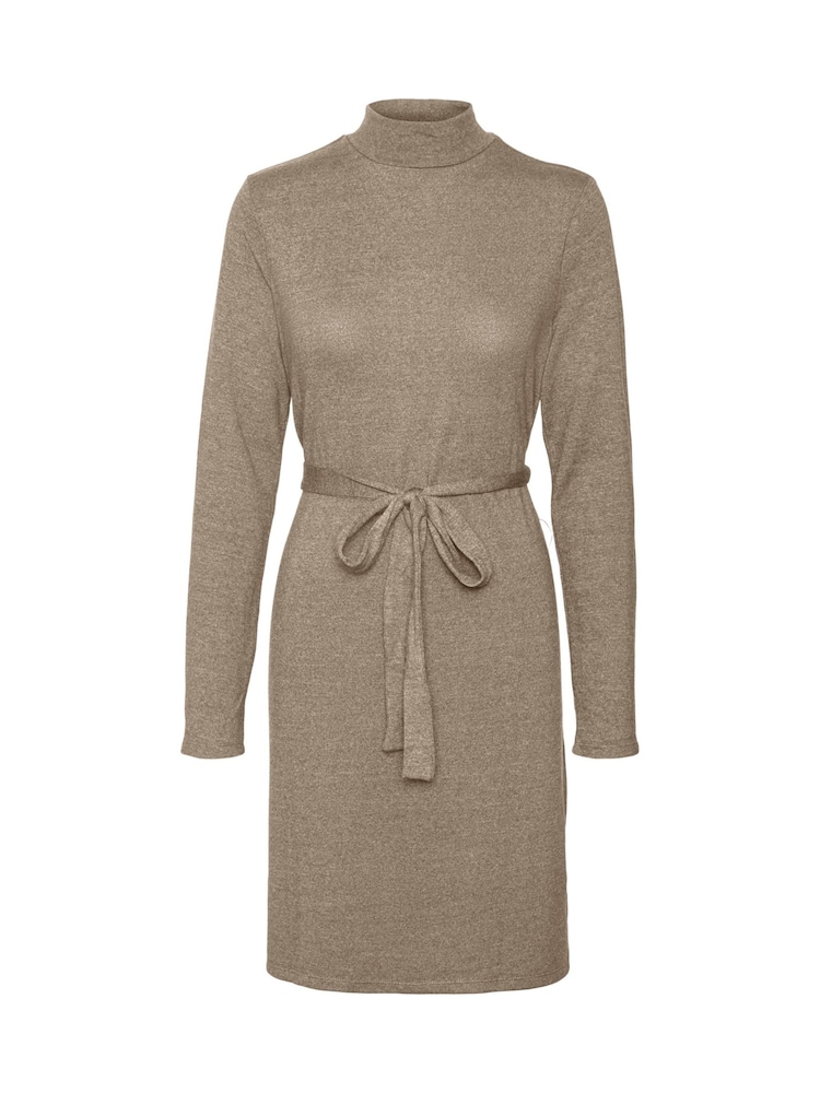 VERO MODA Natural Long Sleeve Belted Mini Knitted Jumper Dress - Image 6 of 6