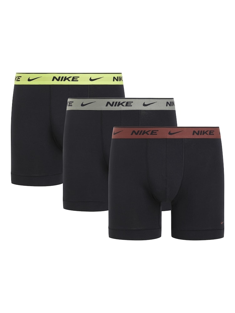 Nike Black/Burgundy Everyday Cotton Stretch Boxer Briefs 3 Pack - Image 1 of 1