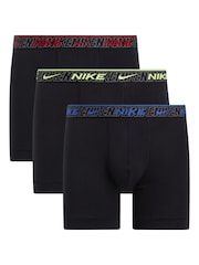 Nike Black/Blue Everyday Cotton Stretch Boxer Briefs 3 Pack - Image 1 of 1
