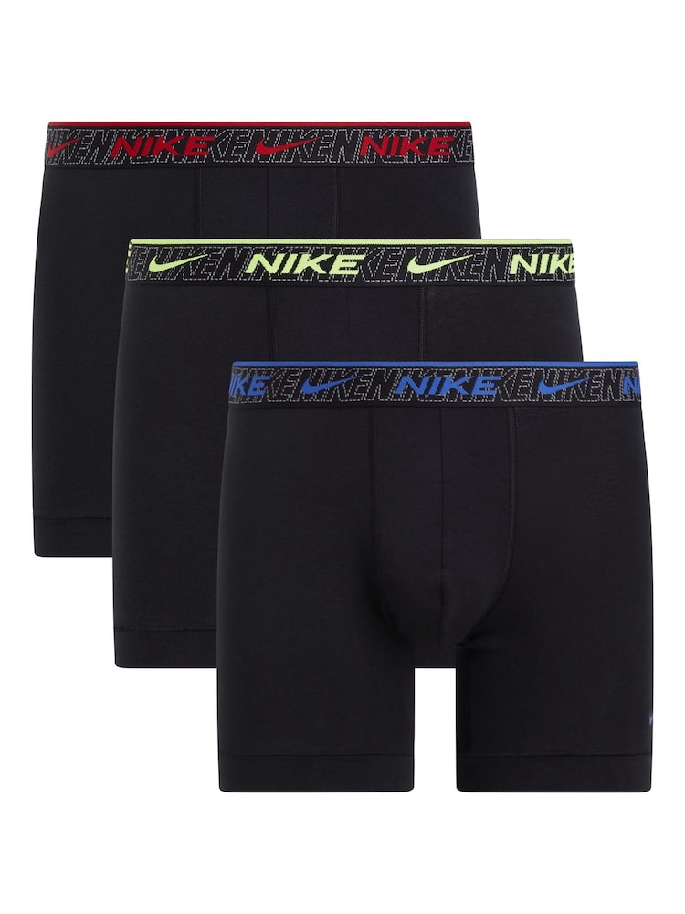 Nike Black/Blue Everyday Cotton Stretch Boxer Briefs 3 Pack - Image 1 of 1