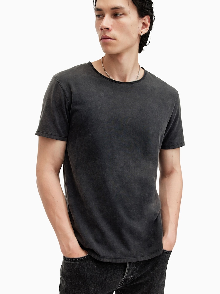 AllSaints Black Bodega Short Sleeve Crew T-Shirt - Image 1 of 7