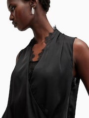 AllSaints Black Abi Lace Top - Image 2 of 7