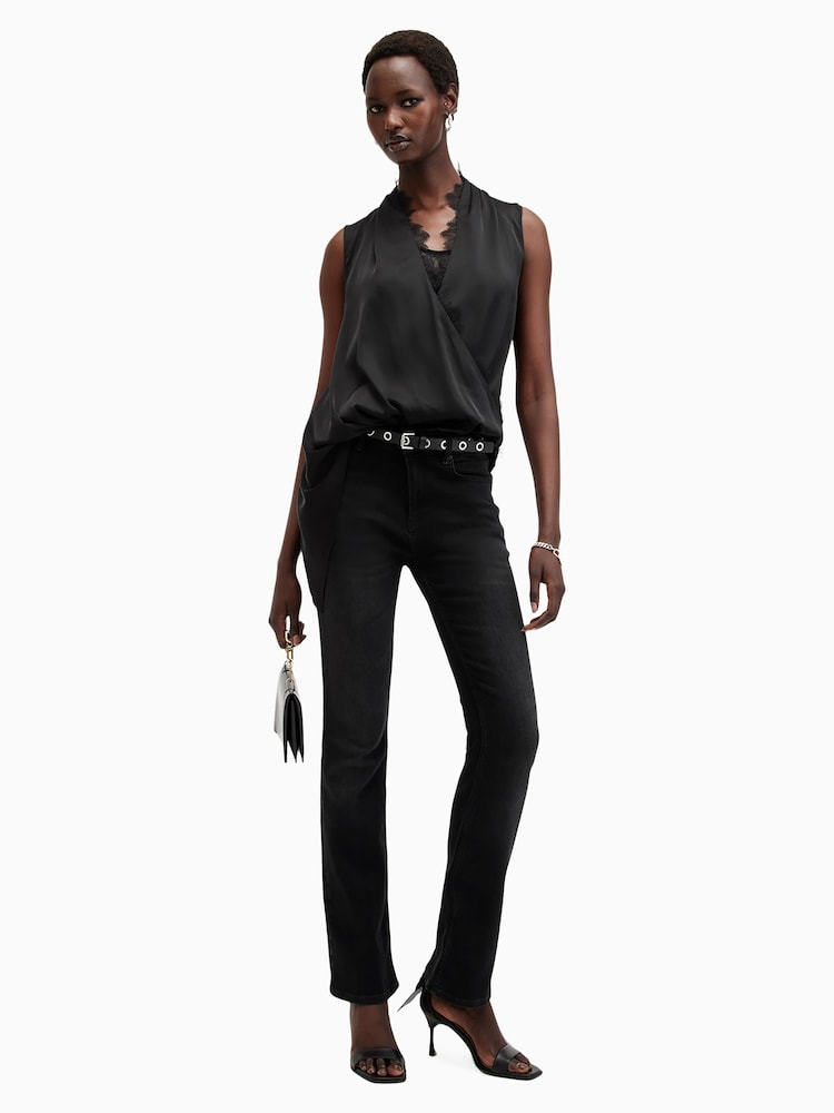 AllSaints Black Abi Lace Top - Image 3 of 7