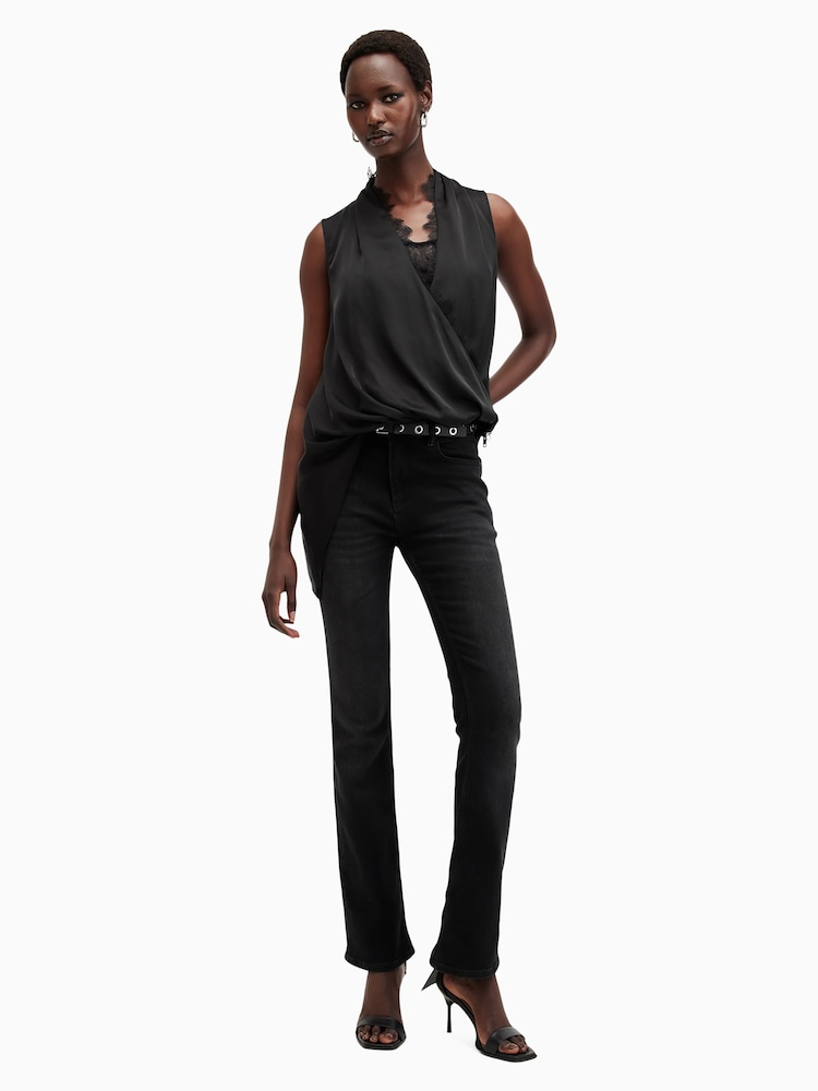 AllSaints Black Abi Lace Top - Image 5 of 7