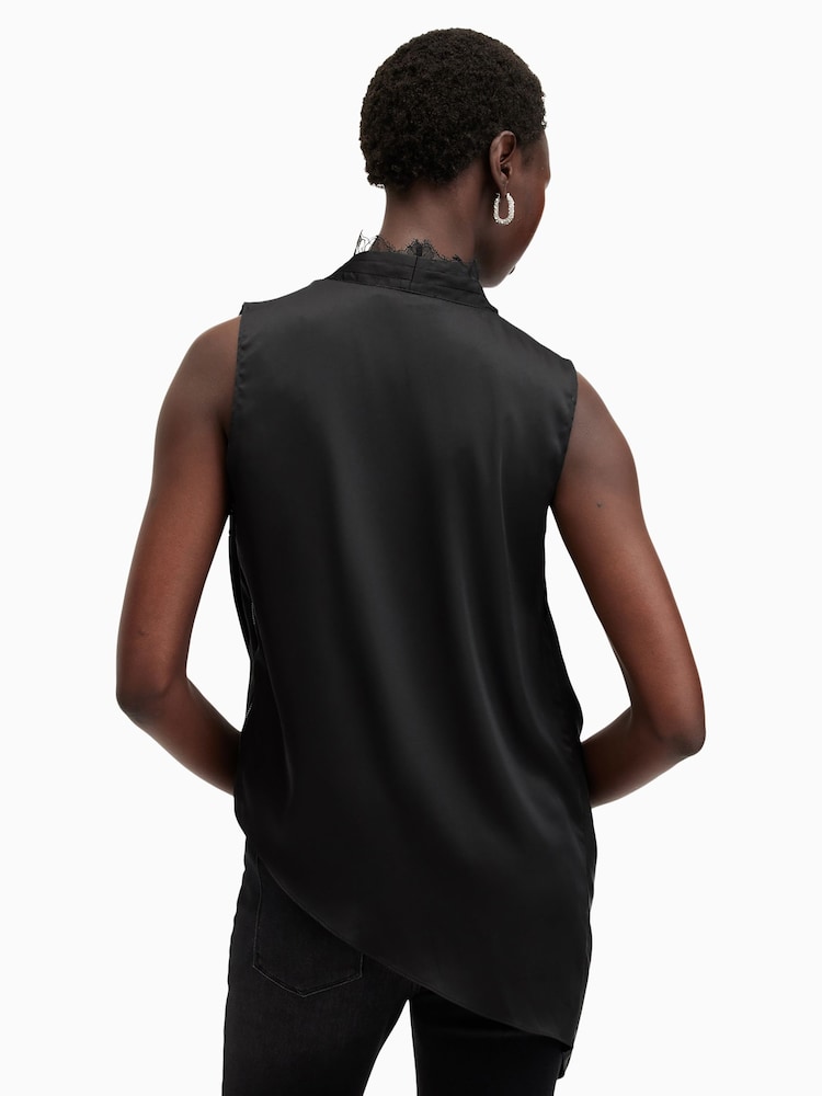 AllSaints Black Abi Lace Top - Image 6 of 7