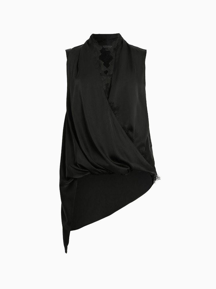 AllSaints Black Abi Lace Top - Image 7 of 7