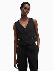 AllSaints Black Atlas Krys Waistcoat - Image 1 of 7
