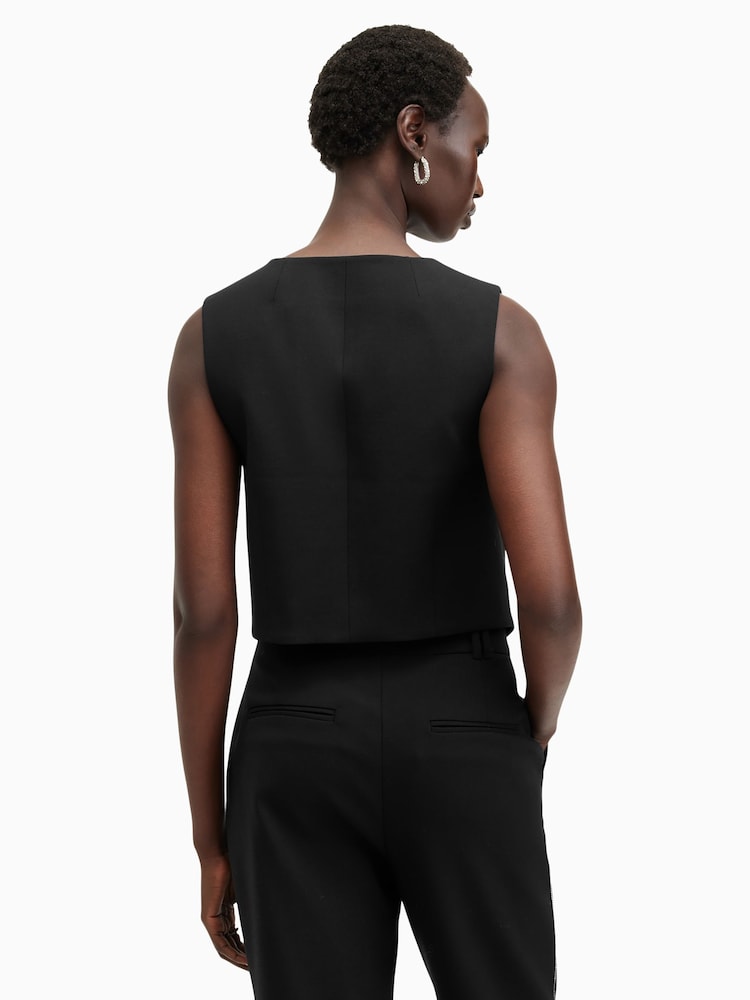 AllSaints Black Atlas Krys Waistcoat - Image 2 of 7