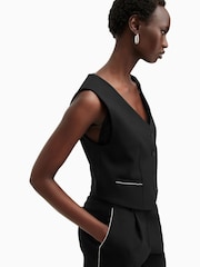 AllSaints Black Atlas Krys Waistcoat - Image 5 of 7