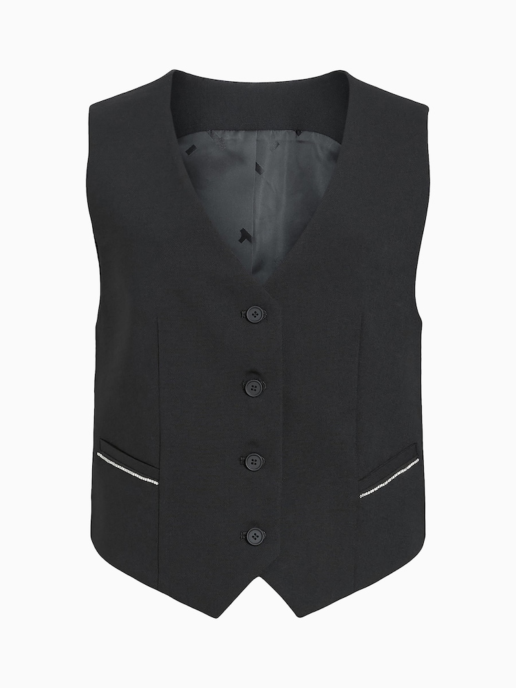 AllSaints Black Atlas Krys Waistcoat - Image 7 of 7