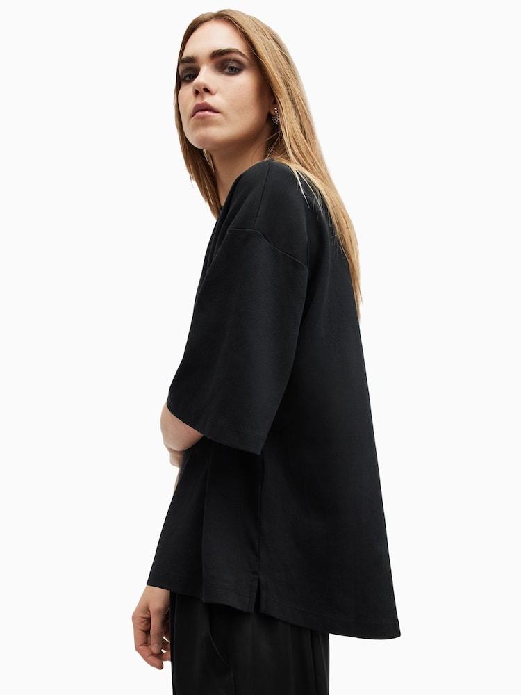 AllSaints Black Amelie T-Shirt - Image 3 of 8