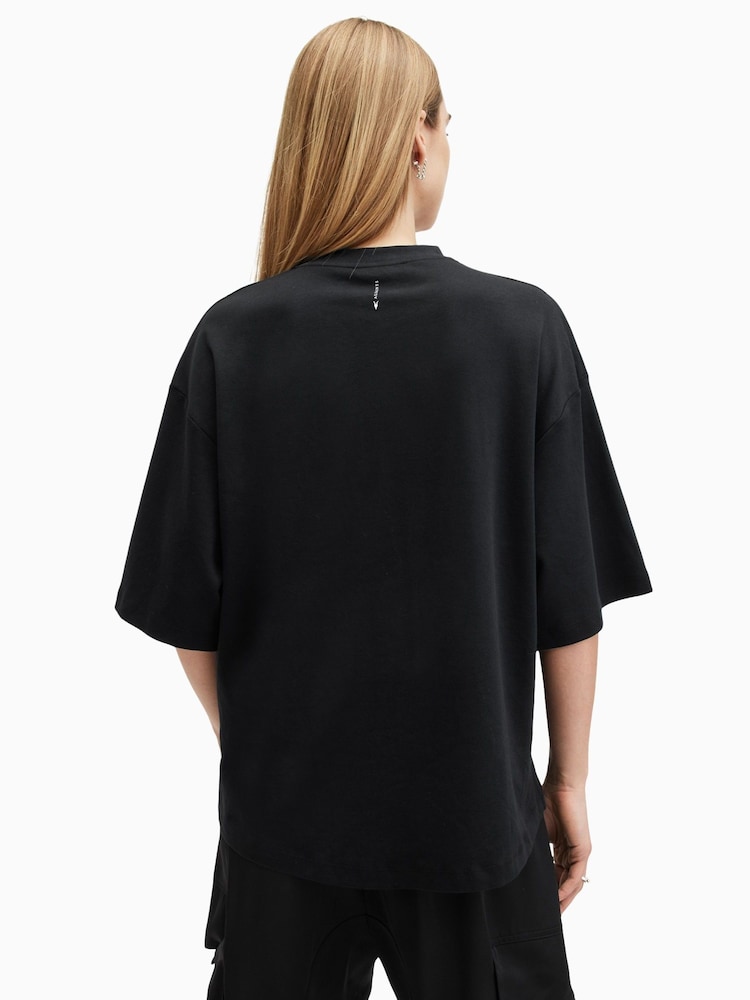 AllSaints Black Amelie T-Shirt - Image 7 of 8