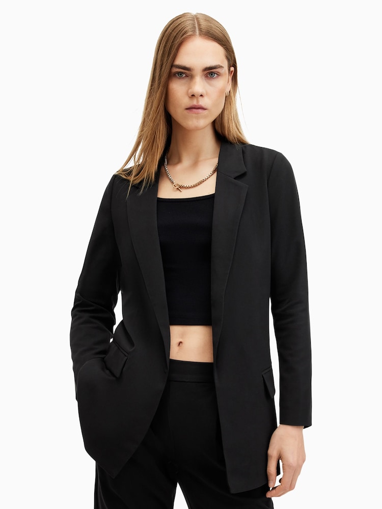 AllSaints Black Aleida Tri Blazer - Image 1 of 10