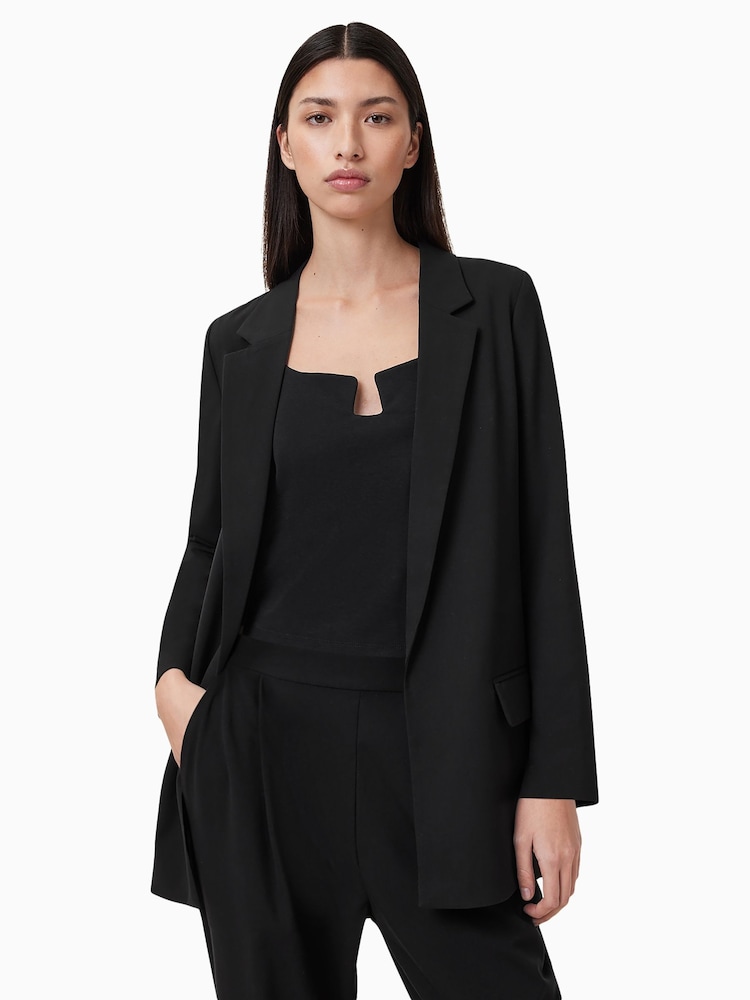 AllSaints Black Aleida Black Tailored Fit Blazer - Image 1 of 7 AllSaints Black Aleida Black Tailored Fit Blazer - Image 1 of 7