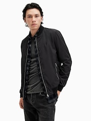 AllSaints Black Dark Bassett Bomber Jacket - Image 2 of 9