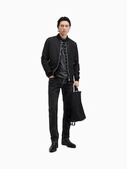AllSaints Black Dark Bassett Bomber Jacket - Image 4 of 9