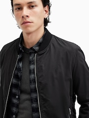 AllSaints Black Dark Bassett Bomber Jacket - Image 7 of 9