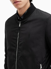 AllSaints Black Dark Bassett Bomber Jacket - Image 8 of 9