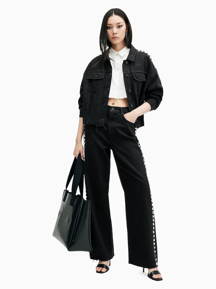 AllSaints Black Blake Stud Jeans - Image 1 of 9