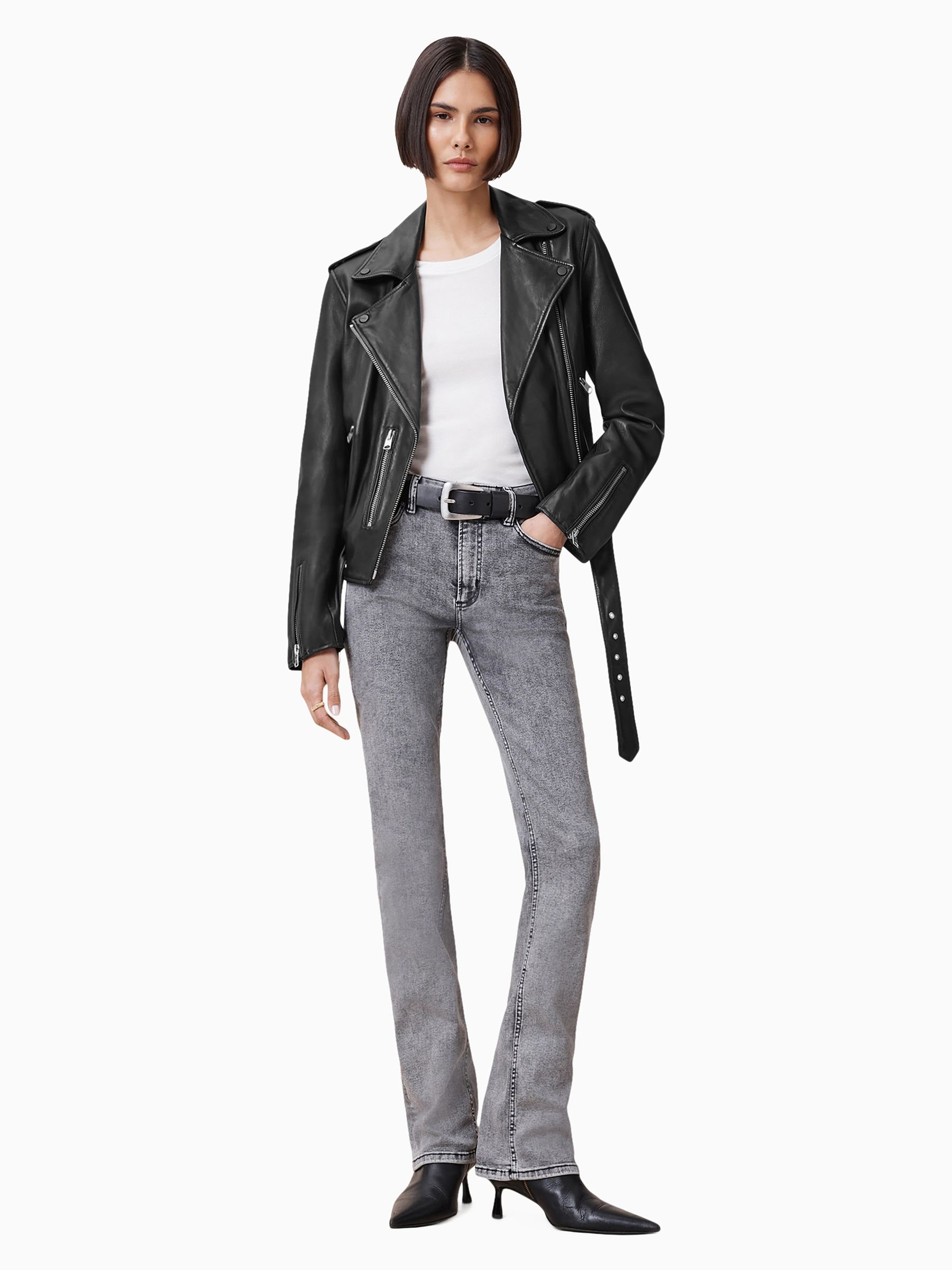 Buy AllSaints Black/Silver Balfern Leather Biker Jacket from Next USA