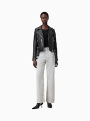 AllSaints Black/Silver Balfern Biker Jacket - Image 3 of 9