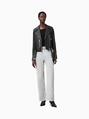 AllSaints Black/Silver Balfern Biker Jacket - Image 5 of 9