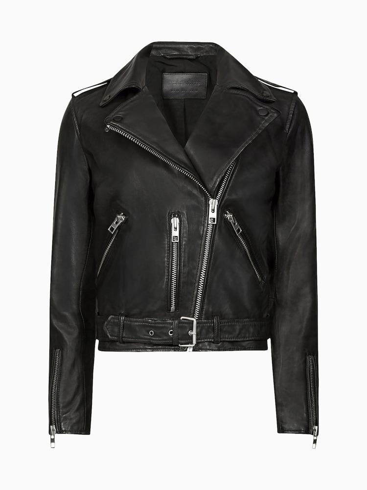 AllSaints Black/Silver Balfern Black/Silver Leather Biker Jacket - Image 7 of 7 AllSaints Black/Silver Balfern Black/Silver Leather Biker Jacket - Image 7 of 7