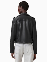 AllSaints Black/Silver Balfern Biker Jacket - Image 8 of 9