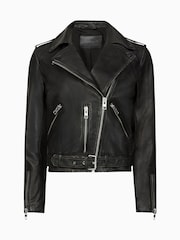 AllSaints Black/Silver Balfern Biker Jacket - Image 9 of 9