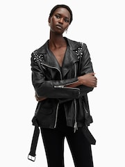 AllSaints Black Billie Biker Jacket - Image 1 of 3