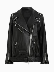 AllSaints Black Billie Biker Jacket - Image 3 of 3