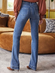 Friends Like These Mid Blue High Waist Pocket Flare Jeans - Image 4 of 4