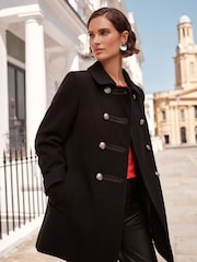 Love & Roses Black Military Smart Coat - Image 1 of 4