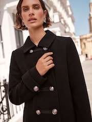 Love & Roses Black Military Smart Coat - Image 2 of 4