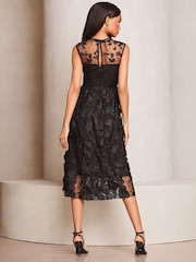 Lipsy Premium 3D Floral Mesh Prom Midi Dress - Imagen 4 de 4
