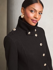 Lipsy Black Smart Military Button Coat - Image 2 of 4
