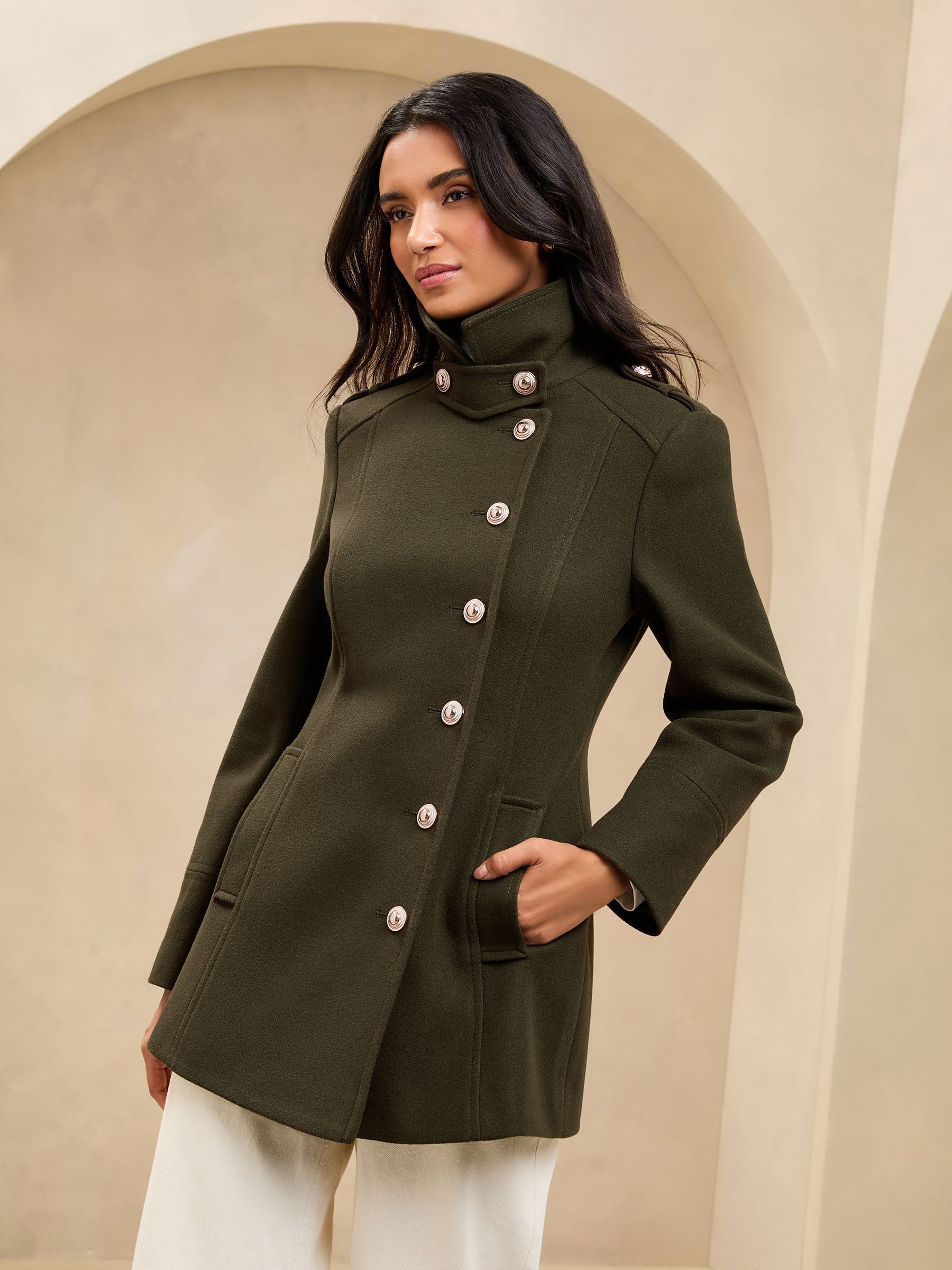 Khaki green coat best sale